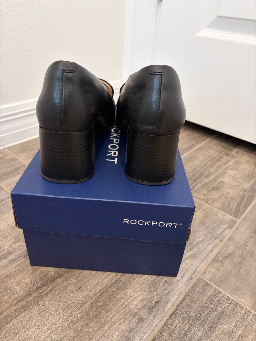 Rockport Violetta Black Leather Block Heel Penny Loafers - Picture 4 of 7